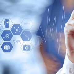 Medicine doctor hand working with modern computer interface as medical concept